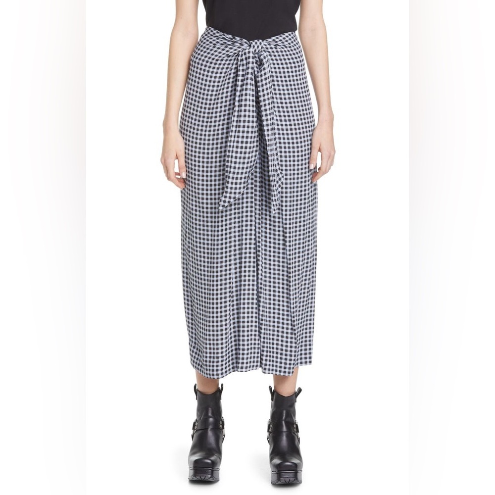 GANNI PRINTED TIE WAIT MIDI SKIRT | BRUNERRA BLUE